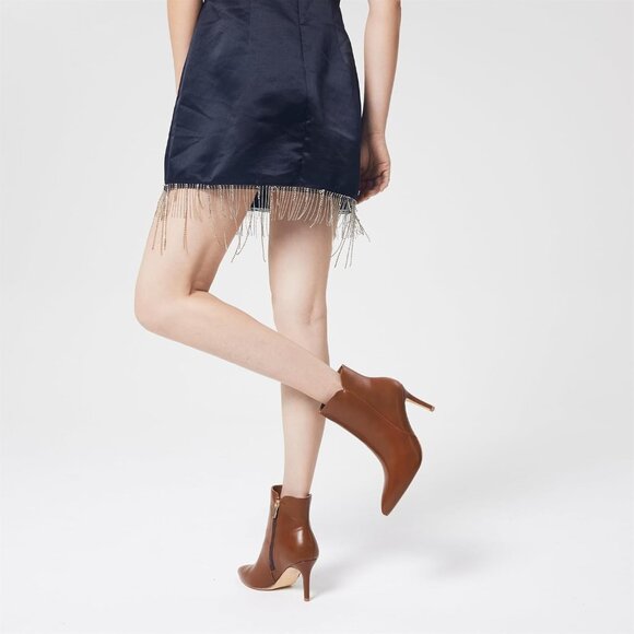 ⚡Women's Brown Chic Heeled Ankle Boots Sexy Pointed Toe 3 Inch High Heel Fashion - Picture 8 of 8